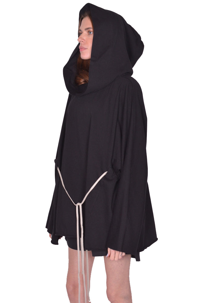 DOSHABURI通販｜RICK OWENS WOMEN HOODED TUNIC BLACK SS25