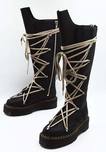 RICK OWENS x DR. MARTENS 1B60 QUAD SOLE PENTALACE BOOTS BLACK FW25