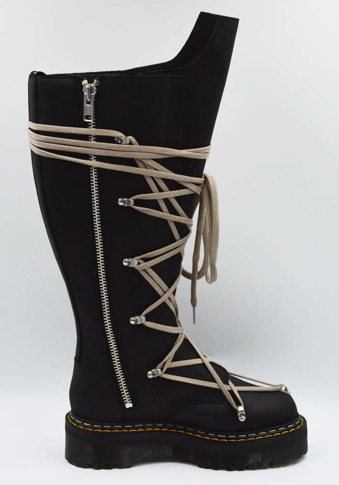 RICK OWENS x DR. MARTENS 1B60 QUAD SOLE PENTALACE BOOTS BLACK FW25