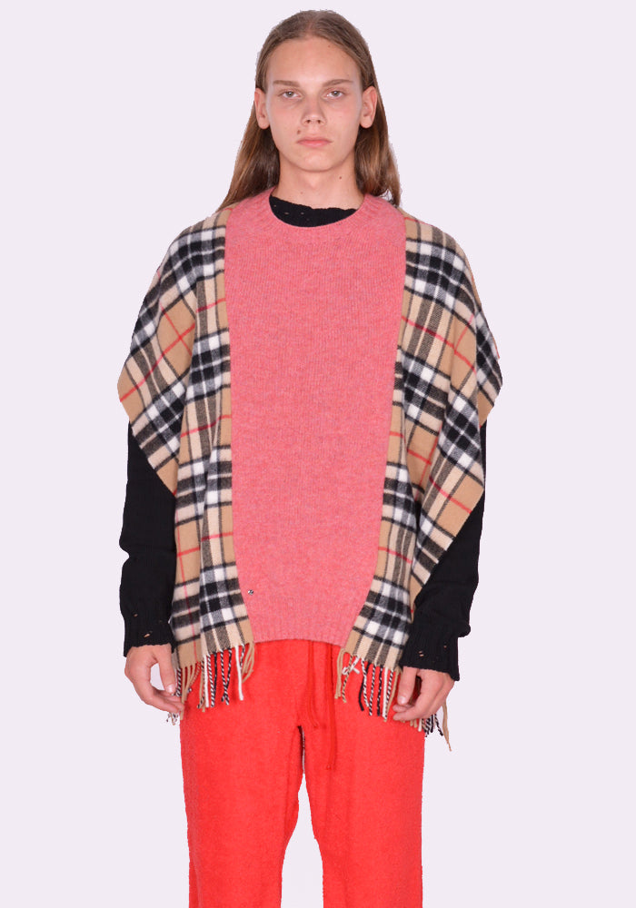 BLESS N°75  VA195 PLOP HARPONCHO ROSEBUD/BEIGE CHECK FW23 | DOSHABURI Online Shop