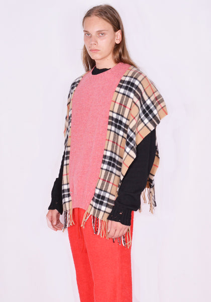 BLESS N°75  VA195 PLOP HARPONCHO ROSEBUD/BEIGE CHECK FW23 | DOSHABURI Online Shop