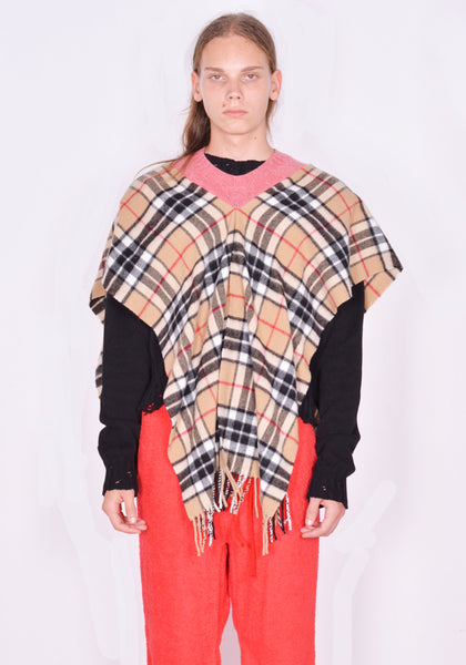 BLESS N°75  VA195 PLOP HARPONCHO ROSEBUD/BEIGE CHECK FW23 | DOSHABURI Online Shop