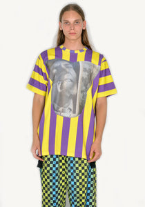 BERNHARD WILLHELM STRIPE WOVEN T-SHIRT PURPLE/YELLOW | DOSHABURI Online shop