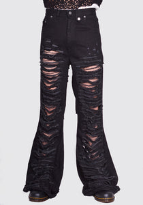 EGONLAB. DN006C ATOMIC DENIM FLARE PANTS BLACK  SS24 | DOSHABURI Online Shop