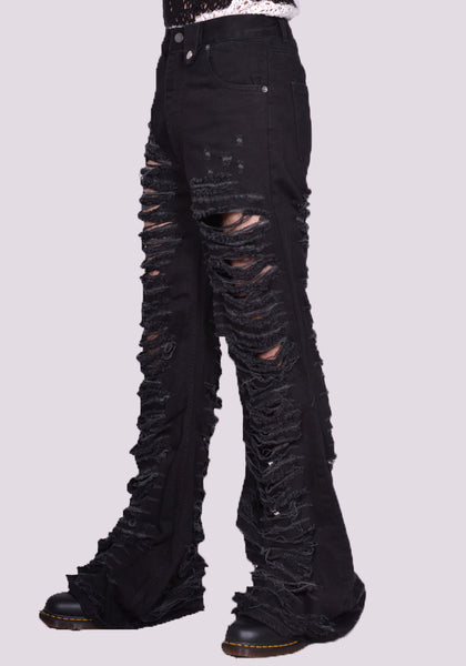 EGONLAB. DN006C ATOMIC DENIM FLARE PANTS BLACK  SS24 | DOSHABURI Online Shop