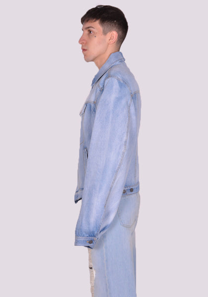 EGONLAB. DN008A WRAPPED DENIM JACKET BLUE ACID WASH SS24 | DOSHABURI Online Shop