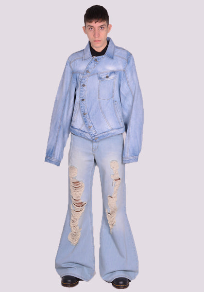 EGONLAB. DN008A WRAPPED DENIM JACKET BLUE ACID WASH SS24 | DOSHABURI Online Shop