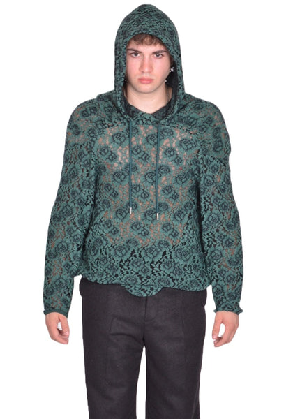JUNTAE KIM LACE HOODIE GREEN FW25 | DOSHABURI Online Shop