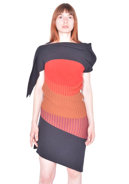 KIKO KOSTADINOV WOMEN KKWSS26KN01-142 KNITTED DRESS BLACK, BROWN & WINE (New Season SS26)