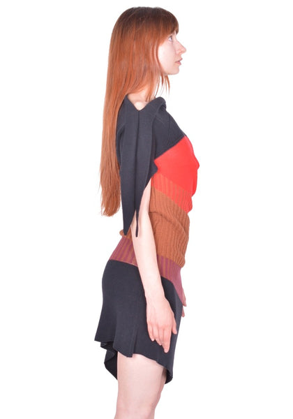 KIKO KOSTADINOV WOMEN KKWSS26KN01-142 KNITTED DRESS BLACK, BROWN & WINE (New Season SS26)
