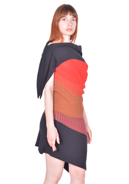 KIKO KOSTADINOV WOMEN KKWSS26KN01-142 KNITTED DRESS BLACK, BROWN & WINE (New Season SS26)