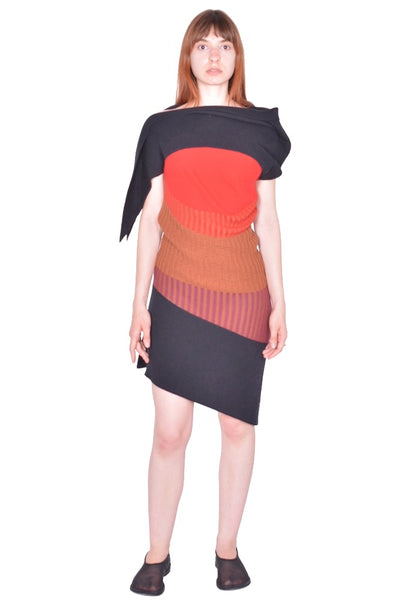 KIKO KOSTADINOV WOMEN KKWSS26KN01-142 KNITTED DRESS BLACK, BROWN & WINE (New Season SS26)