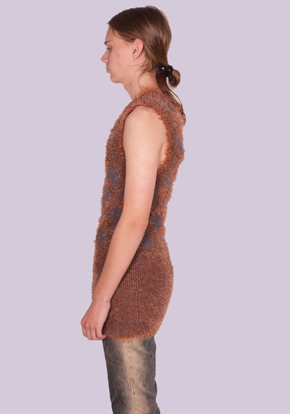 KNWLS HAIRY V-NECK SLEEVELESS DRESS MELANGE SLATE FW23 | DOSHABURI Online Shop