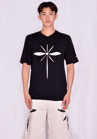 KUSIKOHC ORIGAMI T-SHIRT BLACK/WHITE ALYSSUM SS24 | DOSHABURI Online Shop