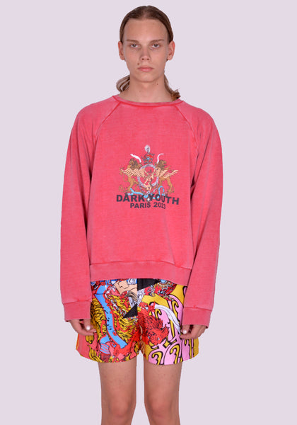 LIBERAL YOUTH MINISTRY SUNWASHED PRINTED SWEATSHIRT RED FW23 | DOSHABURI Online Shop