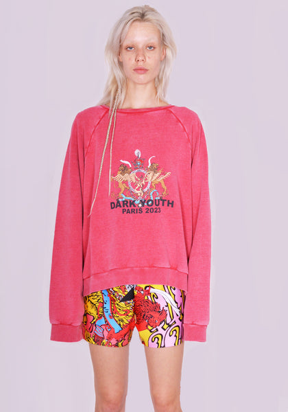 LIBERAL YOUTH MINISTRY SUNWASHED PRINTED SWEATSHIRT RED FW23 | DOSHABURI Online Shop