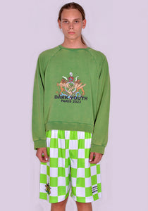 LIBERAL YOUTH MINISTRY LYM04T024 SUNWASHED SWEATSHIRT GREEN FW23 | DOSHABURI Online Shop