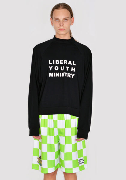 LIBERAL YOUTH MINISTRY LOGO PRINT TURTLENECK T-SHIRT BLACK FW23 | DOSHABURI Online Shop