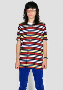 MARNI HUMU0151EX-3 STRIPE T-SHIRT BURGUNDY/YELLOW/BLACK FW23 | DOSHABURI Online Shop