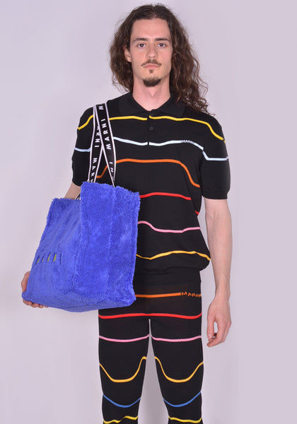 MARNI SHMQ0053Q0 TERRY CLOTH SHOPPING TOTE BAG BLUE SS23 | DOSHABURI Online Shop
