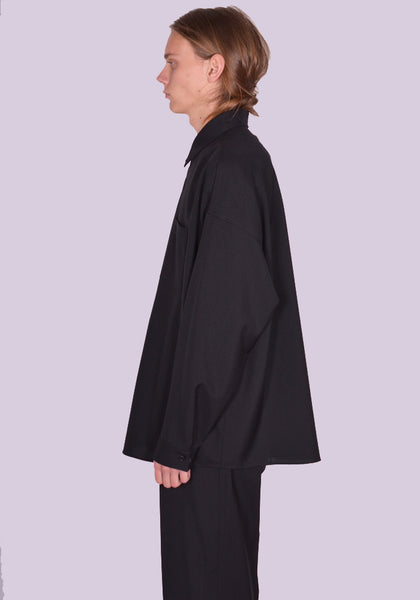 MARNI CUMU0061A3 TROPICAL WOOL LONG SLEEVE SHIRT BLACK SS24 | DOSHABURI Online Shop