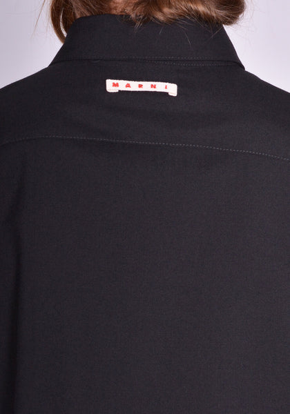MARNI CUMU0061A3 TROPICAL WOOL LONG SLEEVE SHIRT BLACK SS24 | DOSHABURI Online Shop