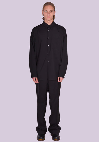 MARNI CUMU0061A3 TROPICAL WOOL LONG SLEEVE SHIRT BLACK SS24 | DOSHABURI Online Shop