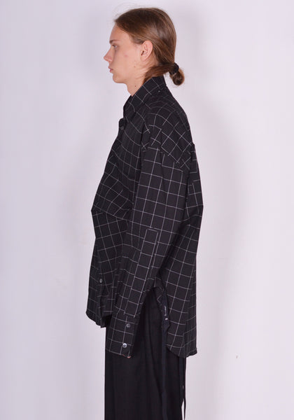 MARINA YEE FW23-0056-003 UNISEX MAXI SHIRT FOLD BLACK/WHITE FW23 | DOSHABURI Online Shop