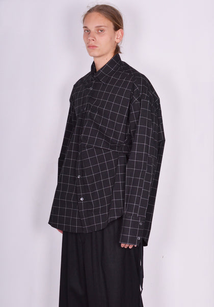 MARINA YEE FW23-0056-003 UNISEX MAXI SHIRT FOLD BLACK/WHITE FW23 | DOSHABURI Online Shop