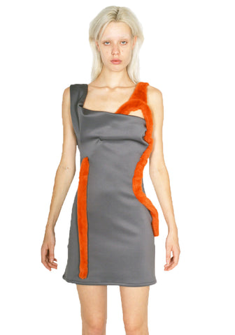 OTTOLINGER 405401 KNITTED SOFTSHELL DRESS GREY/ORANGE FW23 | DOSHABURI Online Shop