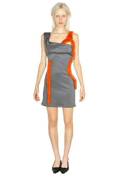 OTTOLINGER 405401 KNITTED SOFTSHELL DRESS GREY/ORANGE FW23 | DOSHABURI Online Shop