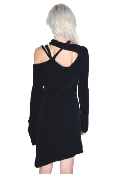 OTTOLINGER 706002 KNITTED CROOSSOVER MINI DRESS BLACK FW23 | DOSHABURI Online Shop