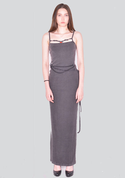 OTTOLINGER 0407901 KNITTED CHARMED RIP MAXI DRESS WASHED BLACK SS24 | DOSHABURI Online Shop