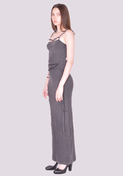 OTTOLINGER 0407901 KNITTED CHARMED RIP MAXI DRESS WASHED BLACK SS24 | DOSHABURI Online Shop