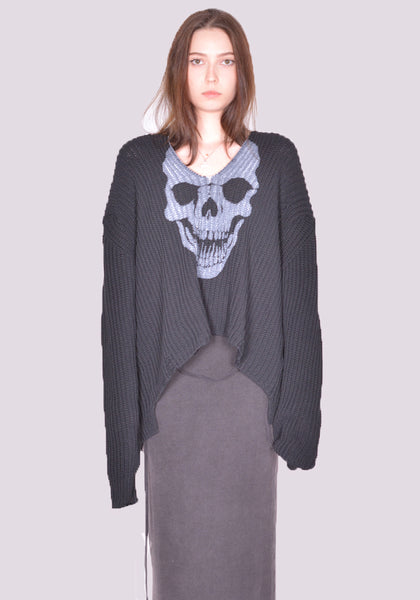 OTTOLINGER OPEN COLLAR SKULL KNIT SWEATER BLACK SS24 | DOSHABURI Online Shop