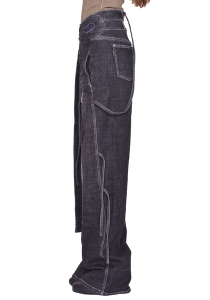 OTTOLINGER 117-202617-01 STRAPPY SIGNATURE WRAP JEANS BLACK (New Season SS25)