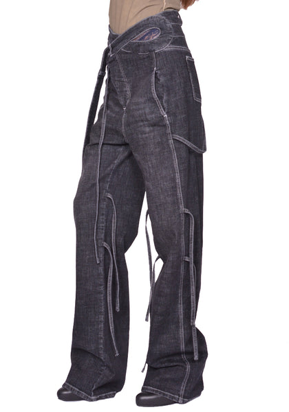 OTTOLINGER 117-202617-01 STRAPPY SIGNATURE WRAP JEANS BLACK (New Season SS25)
