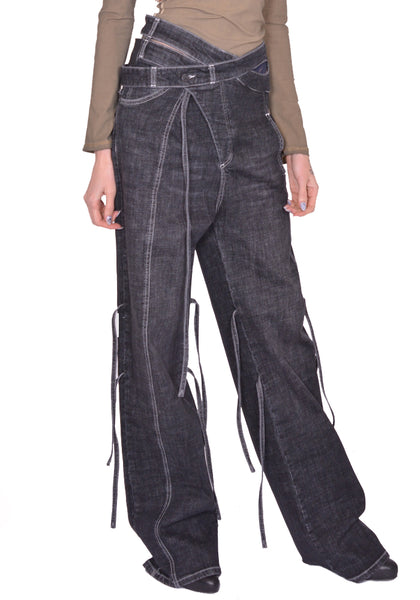 OTTOLINGER 117-202617-01 STRAPPY SIGNATURE WRAP JEANS BLACK (New Season SS25)