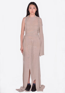 OTTOLINGER  0602001 SPECIAL DECONSTRUCTED LINEN ONE SLEEVE DRESS BEIGE SS24 | DOSHABURI Online Shop