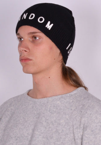 RANDOM IDENTITIES LOGO KNIT BEANIE HAT BLACK FW23 | DOSHABURI Online Shop