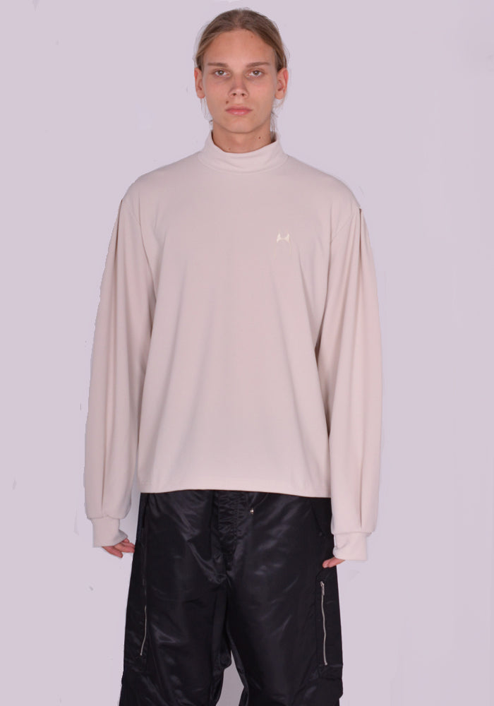 RANDOM IDENTITIES JS-97R-22 MOCK NECK LONG SLEEVE TOP CREAM FW23 | DOSHABURI Online Shop