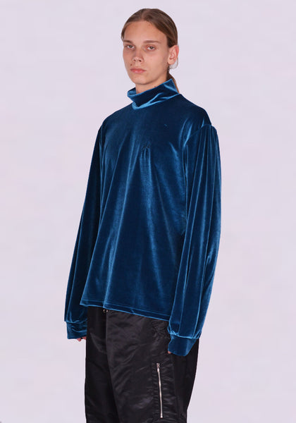 RANDOM IDENTITIES JS-97R-22 MOCK NECK LONG SLEEVE TOP PETROL (New Season SS24)