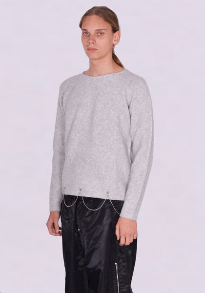 RANDOM IDENTITIES KN-26-22 CREW NECK WITH CHAIN LIGHT GREY