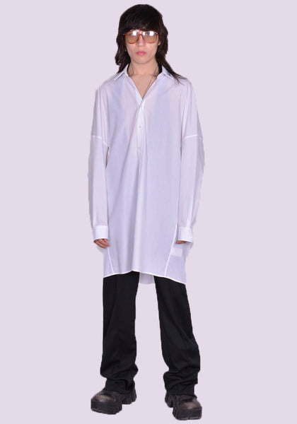 RANDOM IDENTITIES SH-02-22 LONG SLEEVE SHIRT/DRESS WHITE SS23 | DOSHABURI Online Shop