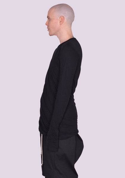 RICK OWENS MEN RU02C7257 UC DOUBLE LAYERED LONG SLEEVE T-SHIRT BLACK FW23 | DOSHABURI Online Shop