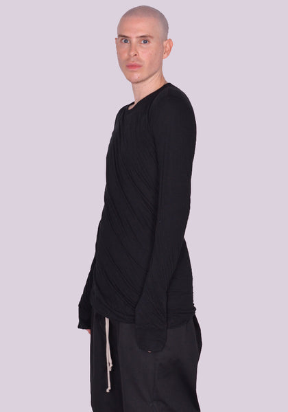 RICK OWENS MEN RU02C7257 UC DOUBLE LAYERED LONG SLEEVE T-SHIRT BLACK FW23 | DOSHABURI Online Shop