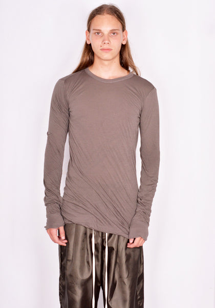 RICK OWENS DOUBLE LAYERED LONG SLEEVE T-SHIRT DUST FW23 | DOSHABURI Online Shop