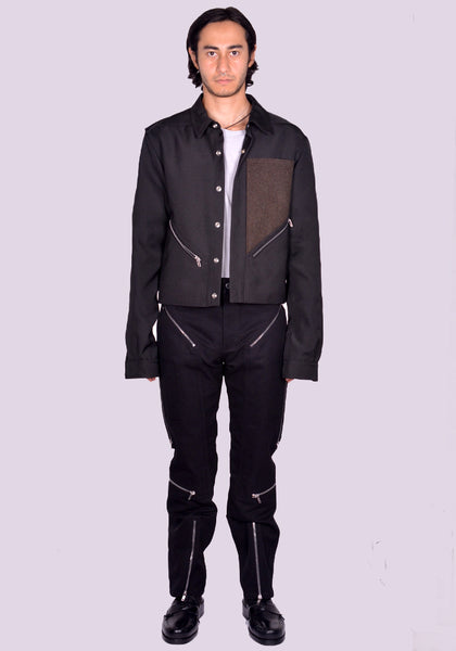 RICK OWENS MEN RR02D6743 090409 TOUR ALICE JACKET BLACK/BROWN