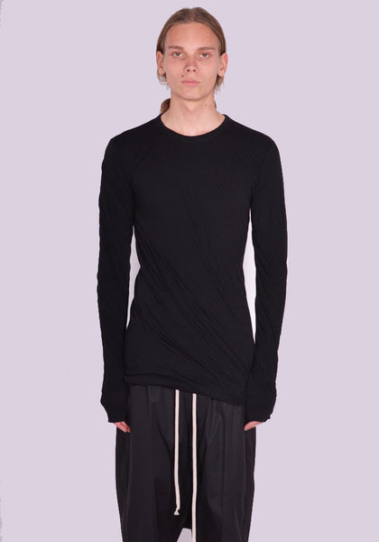 RICK OWENS MEN RU01D3257 UC 09 DOUBLE LAYERED LONG SLEEVE T-SHIRT BLACK SS24 | DOSHABURI Shop