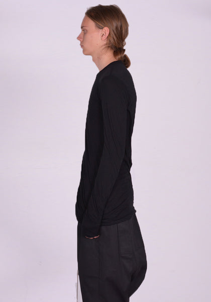 RICK OWENS MEN RU01D3257 UC 09 DOUBLE LAYERED LONG SLEEVE T-SHIRT BLACK SS24 | DOSHABURI Shop